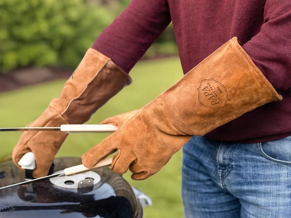 leren BBQ handschoenen met naam gepersonaliseerd barbecue cadeau